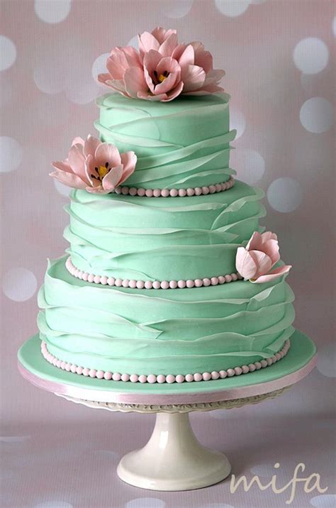 Mint Ruffle Wedding Cake Decorated Cake By Michaela Cakesdecor