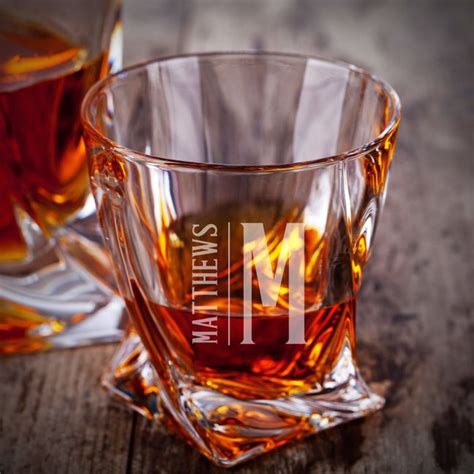Oakmont Engraved Twist Unique Whiskey Glass