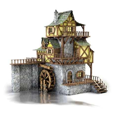 Medieval Watermill 3d Model