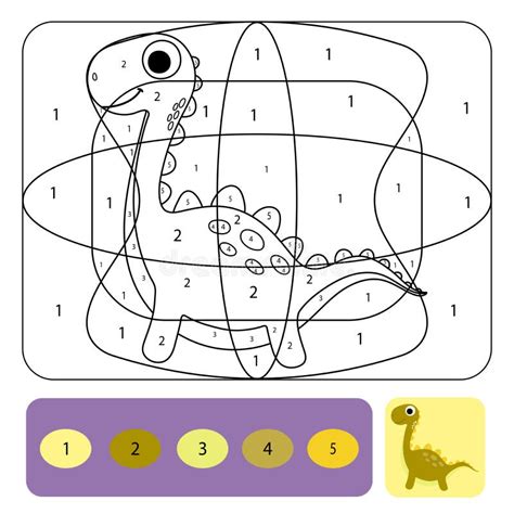 Cute Dino Coloring Page For Kids Coloring Puzzle With Numbers Of Color