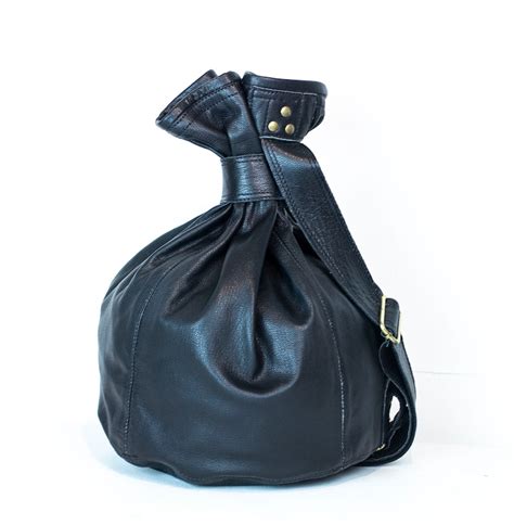 Soft Leather Sack Bag In Black Etsy