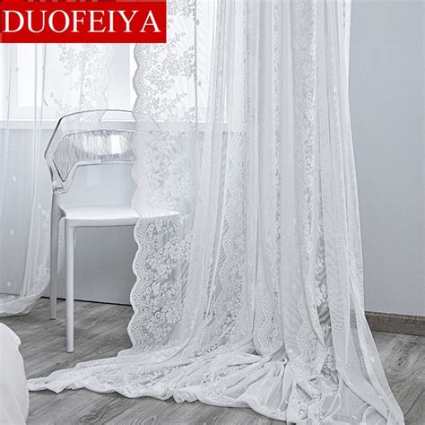 French Romance Bedroom Decoration Curtains For Kitchen White Floating Tulle Sheer Rod Pocket