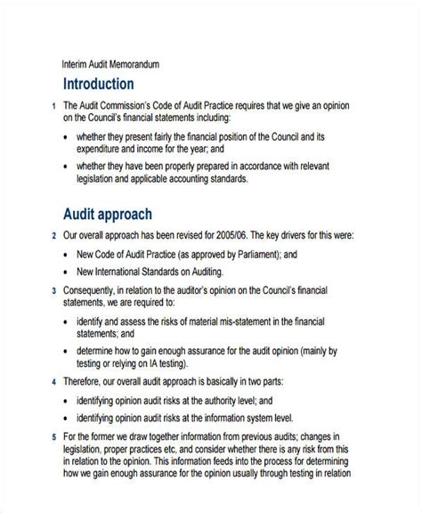 Internal Audit Memo Sample