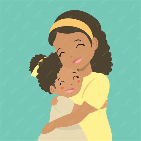 Premium Vector A Mother Hugging Her Daughter