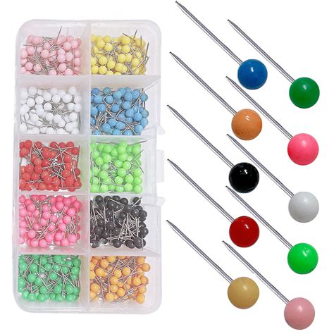 Buy 500 Pieces Push Pins Travel Tacks Plastic Round Beads Head Tacks