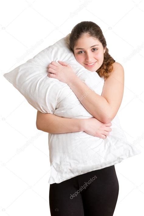 Woman Holding Pillow — Stock Photo © Ruigsantos 47166269