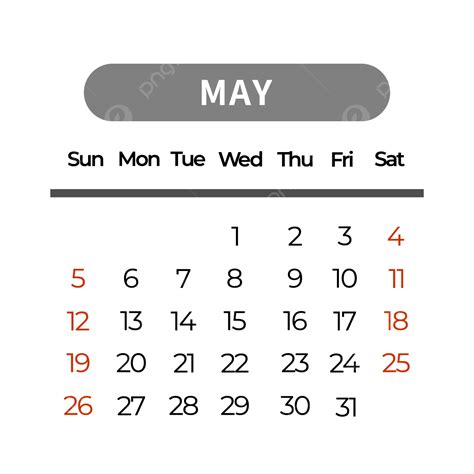 Mayo 2024 Calendario Gris Estilo Simple Vector Png 2024 Calendario