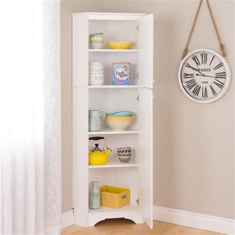 Prepac Elite Tall 2 Door Corner Storage Cabinet In White Homesquare
