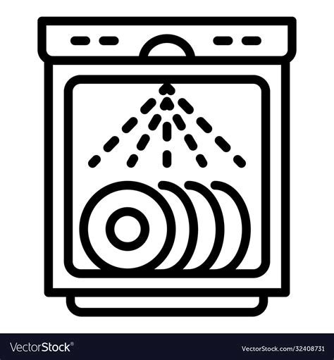 Working Dishwasher Icon Outline Style Royalty Free Vector