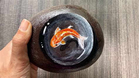 Realistic Koi Fish On Stone Acrylic Painting Tutorial Paintastic Arts