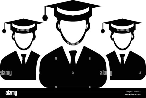 Graduate Student Team Icon The Male Symbol With Cap Black Stock