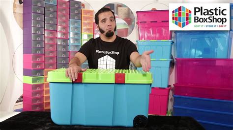 Large 90lt Funky Tough Cart Plastic Storage Boxes With Two Wheels Youtube
