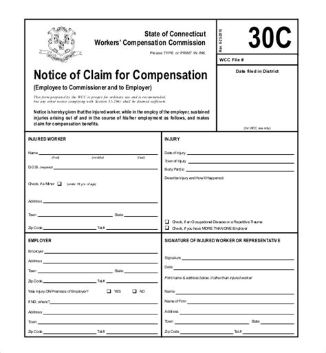Free 13 Sample Workers Compensation Forms In Pdf Xls Word