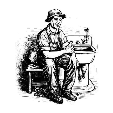 Premium Vector Plumber Vector Drawing Isolated Hand Drawn Engraved