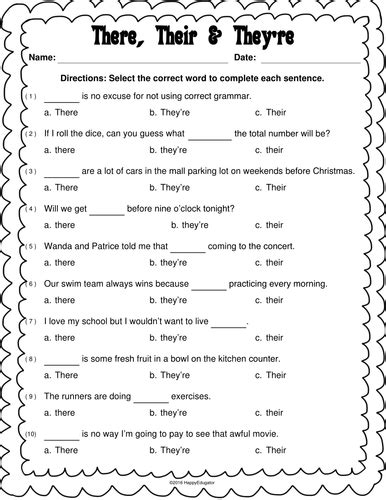 Grade 3 There Their Theyre Worksheet