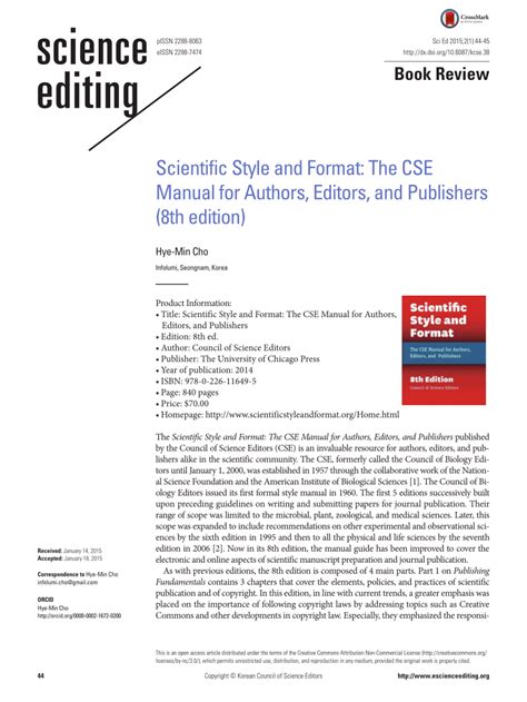Pdf Scientific Style And Format The Cse Manual For Authors Editors