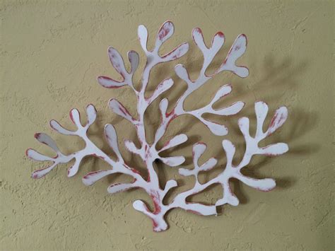 Metal Coral Branch Wall Art Shabby Chic Beach House Decor Coral