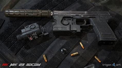 Hd Wallpaper Rendering Gun Weapons Pistol Muffler Tactical 3d