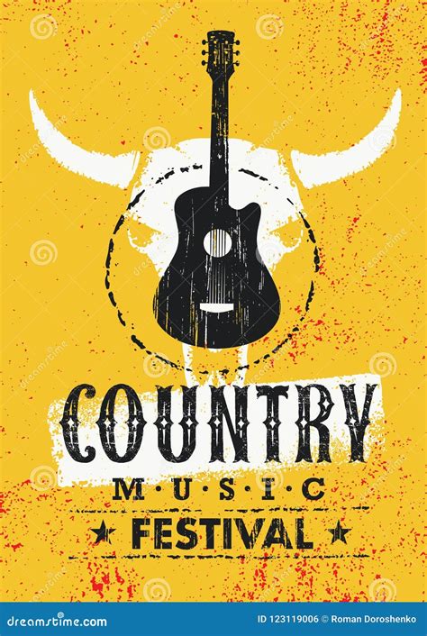 Country Music Festival Creative Vector Textured Poster Concept With