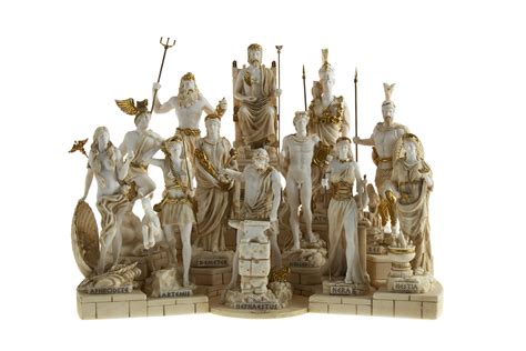 Set All The Twelve Olympian Gods Of Mount Olympus Sculpture Figure Alabaster Large Hermes