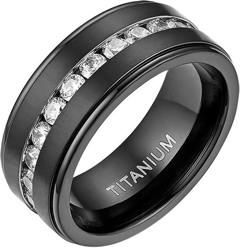 mabohity anillo de titanio para hombre con circonita titanio 8 mm de ancho anillo de