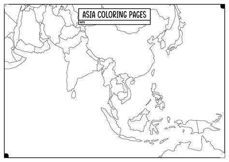 Blank Map Of Asia Worksheet