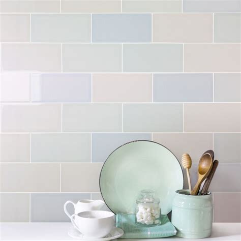 Pastel Tiles Subtle Mix Of Pink Mint And Light Blue Gloss Eco Wall