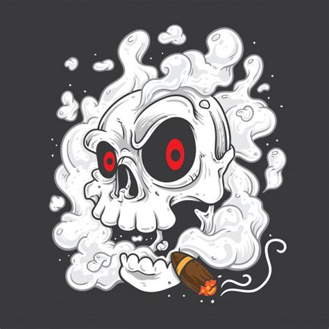 Premium Vector Skull Smoking Cigars Easy Skull Drawings Cool Skull