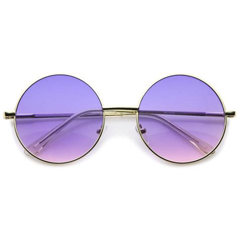 Laya Retro Round Frame Sunglasses In Pink Purple At Flyjane Retro Hippie Oversize Metal Circle
