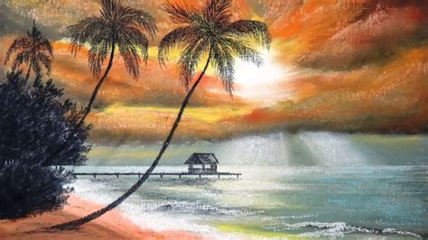 How To Draw Sunset At Palm Beach With Pastel Part 1