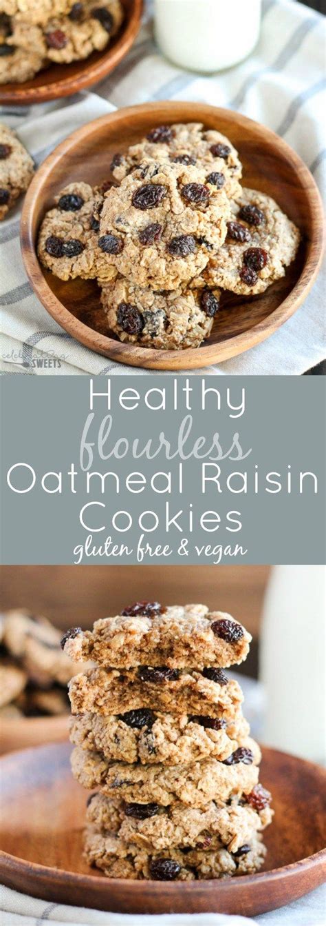 Sure, they have a few miniature chocolate chips thrown in, but they're more like buttery shortbread than chocolate chippers. Healthy Flourless Oatmeal Raisin Cookies- Chewy cookies ...