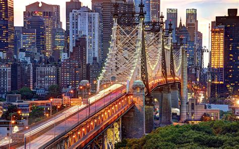 배경 화면 뉴욕시 미국 맨하탄 퀸즈 보 다리 건물 조명 1920x1200 Hd 그림 이미지