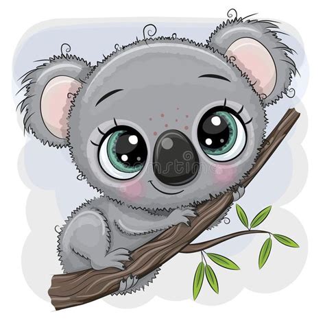Cartoon Koala Is Sitting On A Tree Cute Cartoon Koala Is Sitting On A