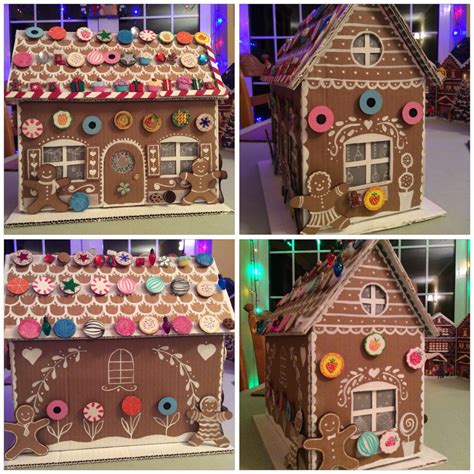 Decorated Cardboard Box Gingerbread House Made Cardboard G Flickr
