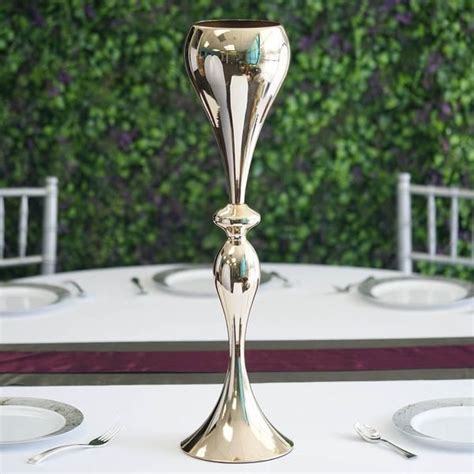 25 Tall Metallic Gold Floral Trumpet Vase Riser Wedding