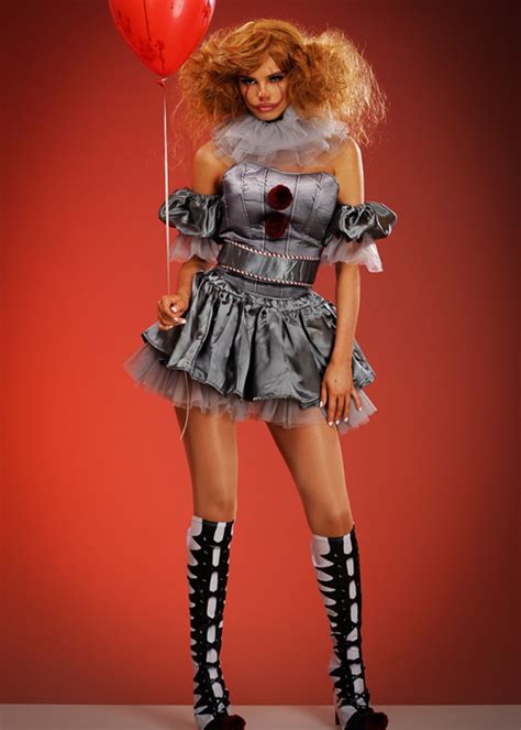 Womens Deluxe Grey Pennywise It Clown Costume