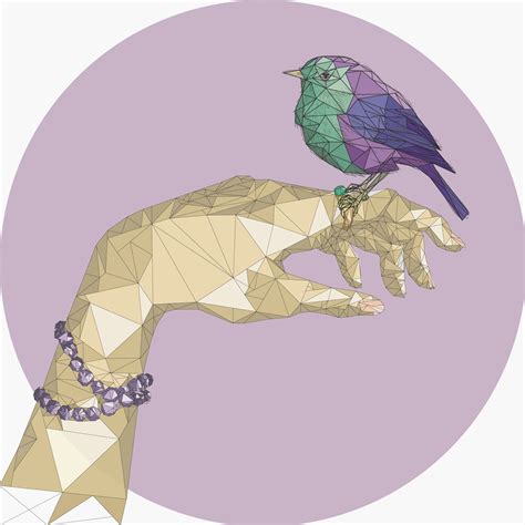 A Bird Perched On The Hand Of A Persons Arm In Front Of A Purple