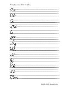 Then give each worksheet to your students to practice with. D'Nealian Cursive Writing Practice- A-Z Worksheet for 3rd - 4th Grade | Lesson Planet