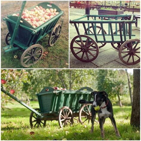 A Traditional Wooden Apple Cart With Removable Side Panels Painted In