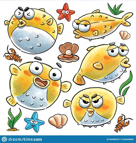 Isolated Funny Pufferfish Stock Vector Illustration Of Background
