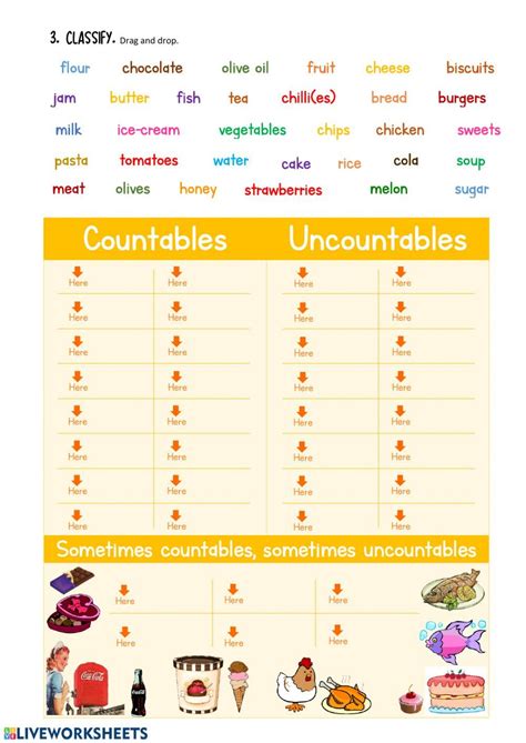 Countables Or Uncountables Interactive Worksheet Uncountable Nouns