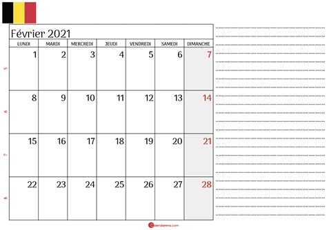 Calendrier Février 2021 Belgiquenotesl February Calendar 2021