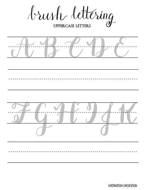 Brush Lettering Practice Worksheets Uppercase Letters Etsy