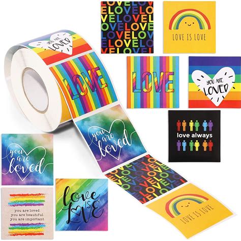 Gay Pride Sticker Roll Total 500 Lgbtq Stickers Rainbow Love Is Love You Are Loved Designs