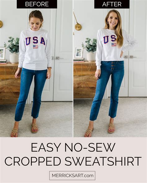 How To Crop A Sweatshirt No Sew Beginner Project Merricks Art