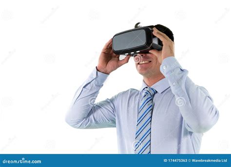 Caucasian Businessman Wearing A Virtual Reality Headset Stock Image Image Of Activity People