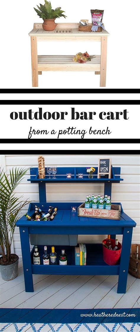 Turn A Potting Bench Turns Diy Outdoor Bar Cart Diy Outdoor Bar