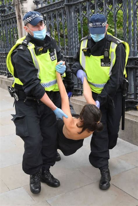 Bare Chested Women Lock Themselves To Uk Parliament In Climate Protest