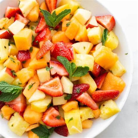 Fruit Salad With Mint And Maple Eating Bird Food