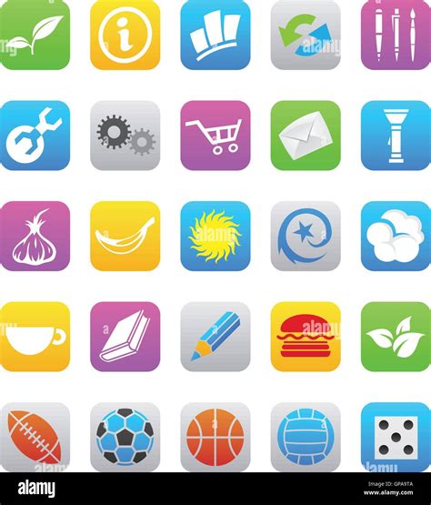 Vector Illustration Of Various Ios 7 Style Mobile App Icons Isolated On